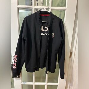 Black Ducati Zip-Up Jacket cotton blend logo on back